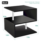 3 Tier S-Shaped End Table Wood Side Table with Storage Shelf - 20.7H x 17.3W x 14.9D