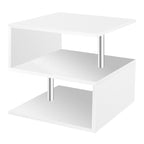 3 Tier S-Shaped End Table Wood Side Table with Storage Shelf - 20.7H x 17.3W x 14.9D