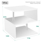 3 Tier S-Shaped End Table Wood Side Table with Storage Shelf - 20.7H x 17.3W x 14.9D