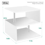 3 Tier S-Shaped End Table Wood Side Table with Storage Shelf - 20.7H x 17.3W x 14.9D