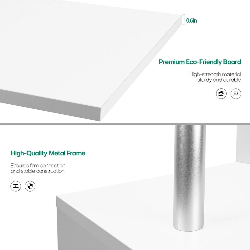 3 Tier S-Shaped End Table Wood Side Table with Storage Shelf - 20.7H x 17.3W x 14.9D