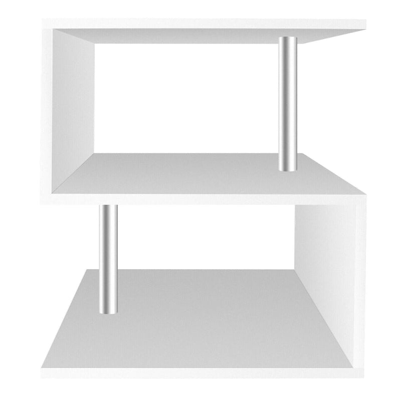 3 Tier S-Shaped End Table Wood Side Table with Storage Shelf - 20.7H x 17.3W x 14.9D