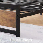 Bed Frame Platform with Headboard, No Box Spring Needed, Load Up to 700Lbs, Rustic Brown