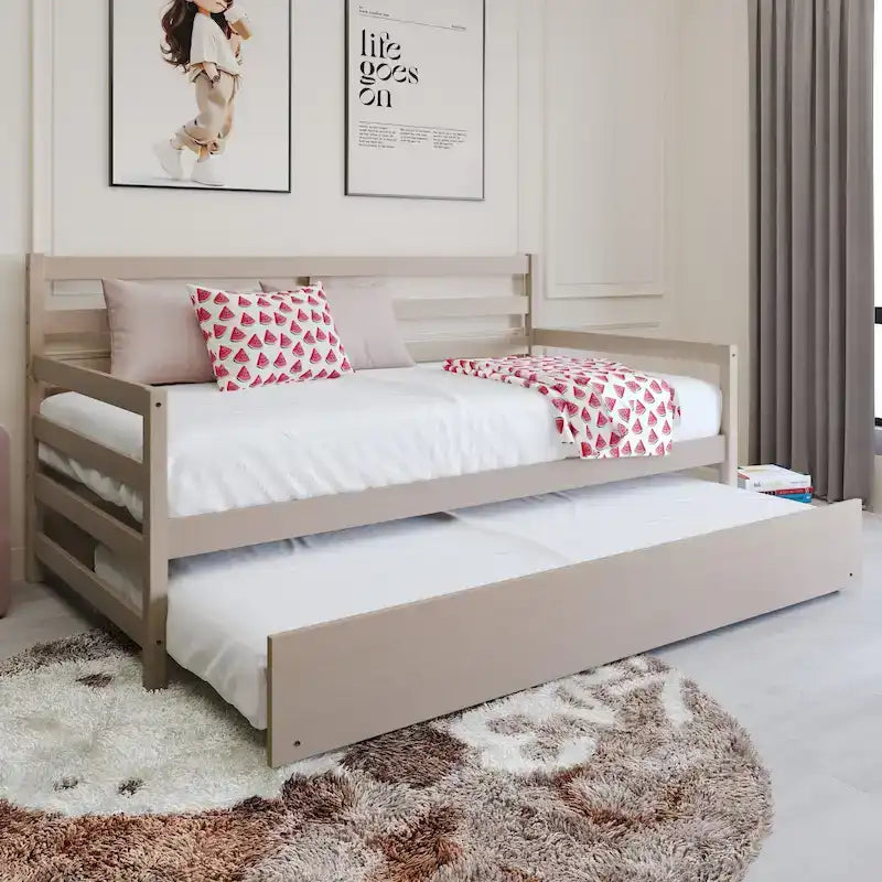 CraftPorch Rustic Wooden Twin Size Daybed With Trundle