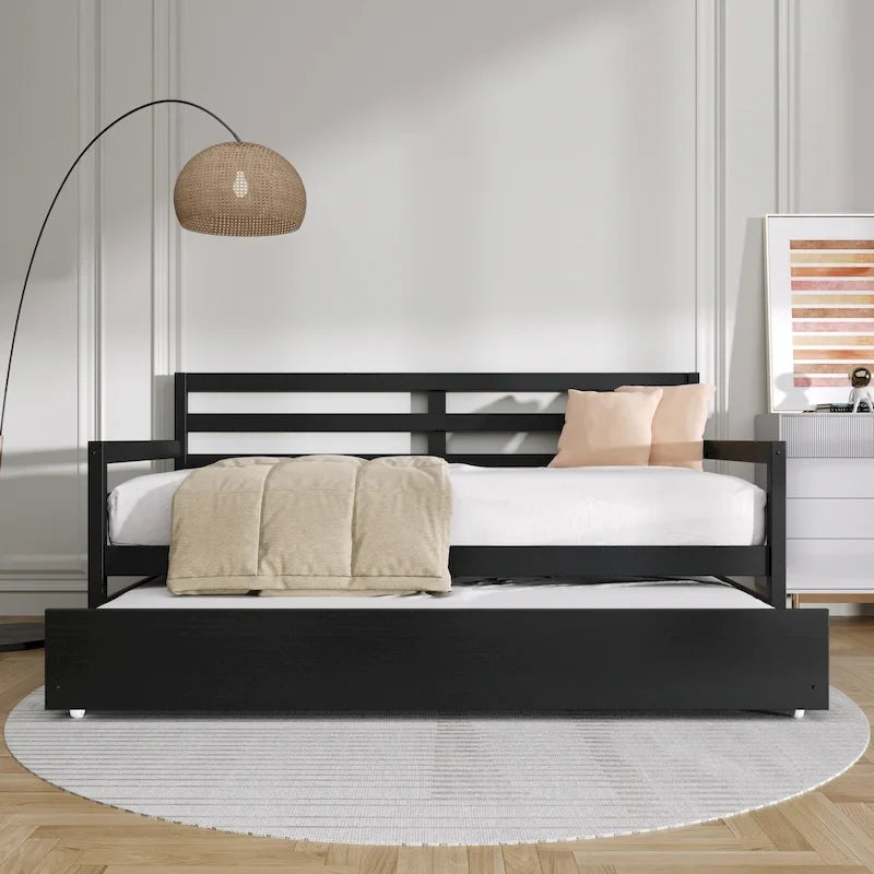 CraftPorch Rustic Wooden Twin Size Daybed With Trundle