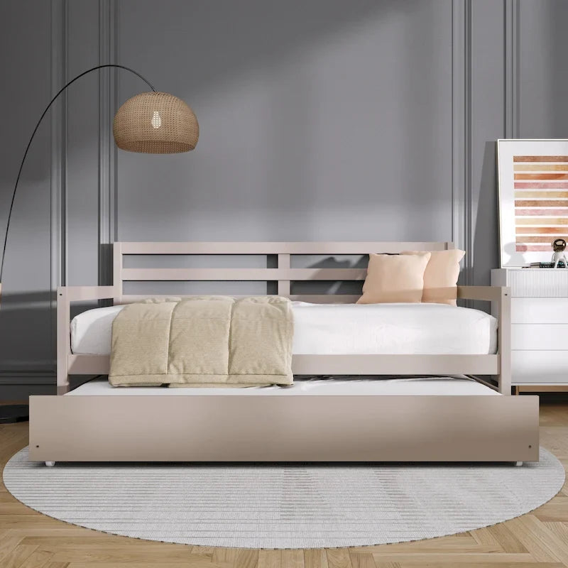 CraftPorch Rustic Wooden Twin Size Daybed With Trundle