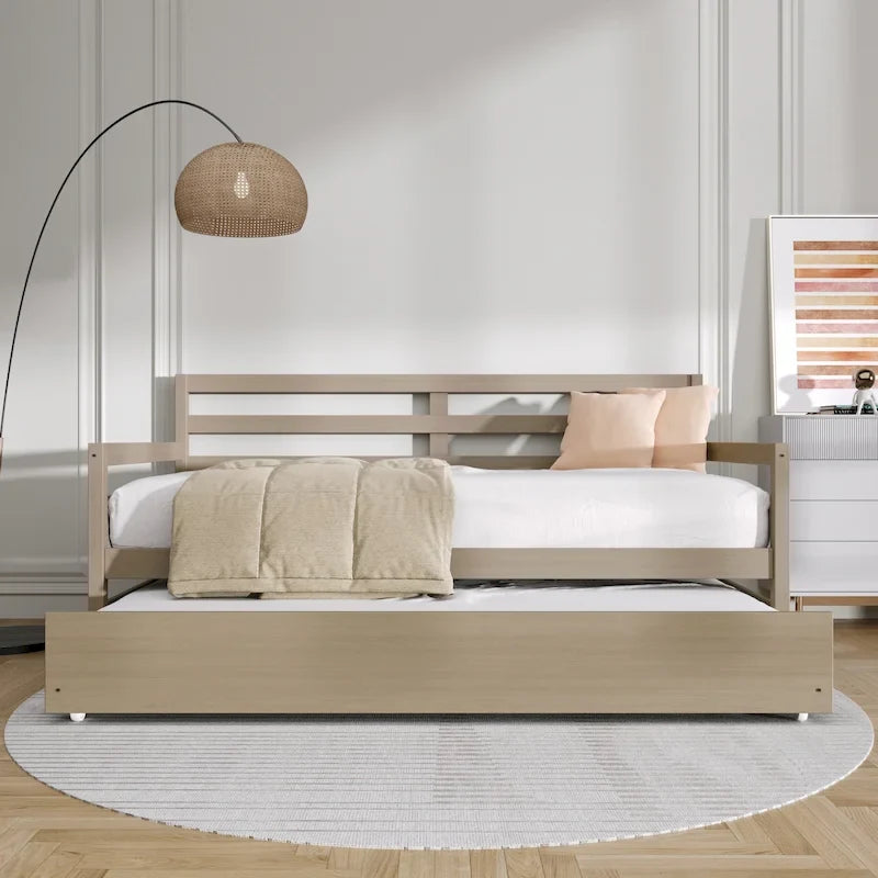 CraftPorch Rustic Wooden Twin Size Daybed With Trundle