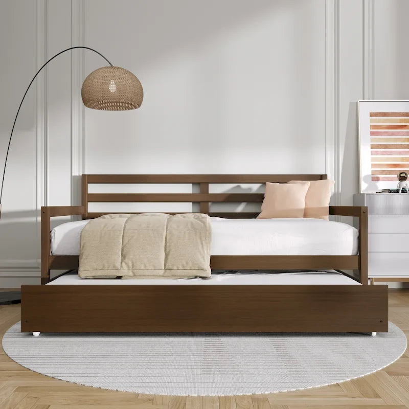 CraftPorch Rustic Wooden Twin Size Daybed With Trundle