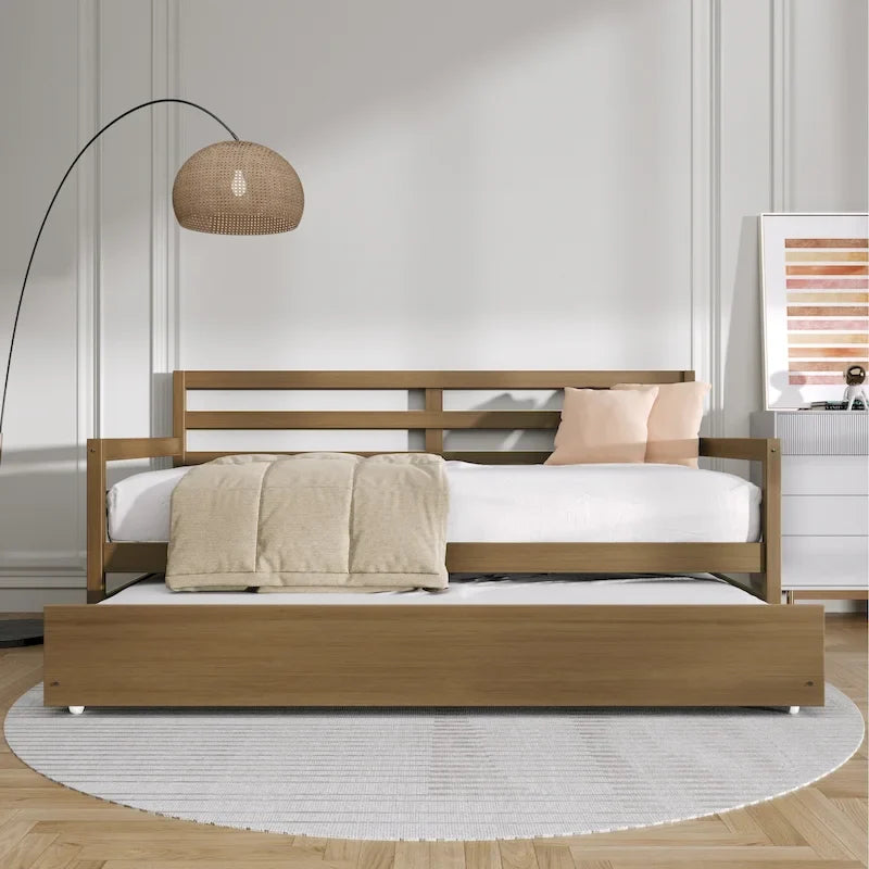 CraftPorch Rustic Wooden Twin Size Daybed With Trundle