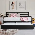 CraftPorch Rustic Wooden Twin Size Daybed With Trundle