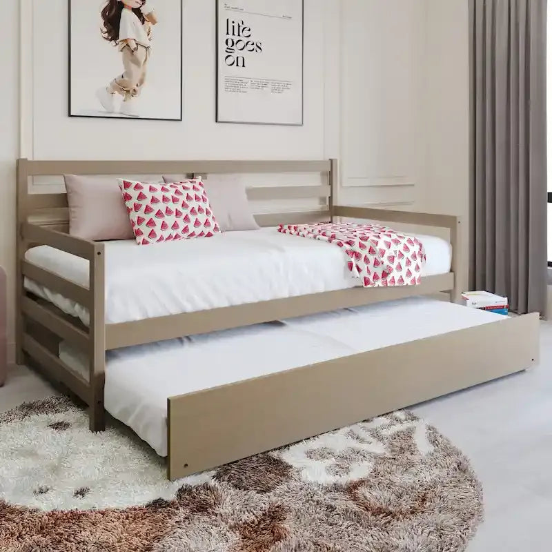 CraftPorch Rustic Wooden Twin Size Daybed With Trundle