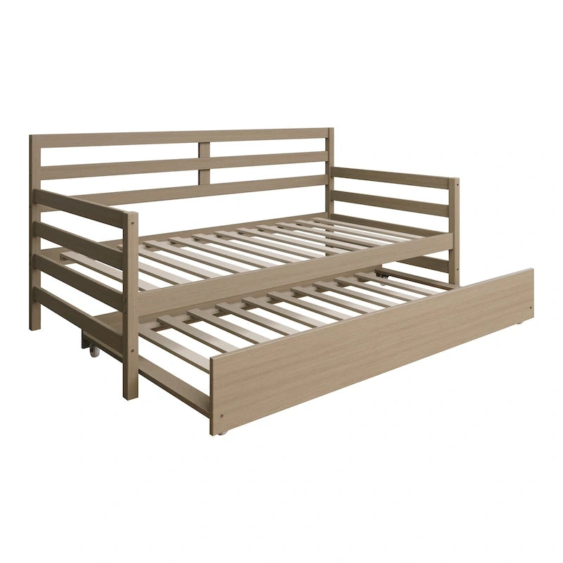 CraftPorch Rustic Wooden Twin Size Daybed With Trundle