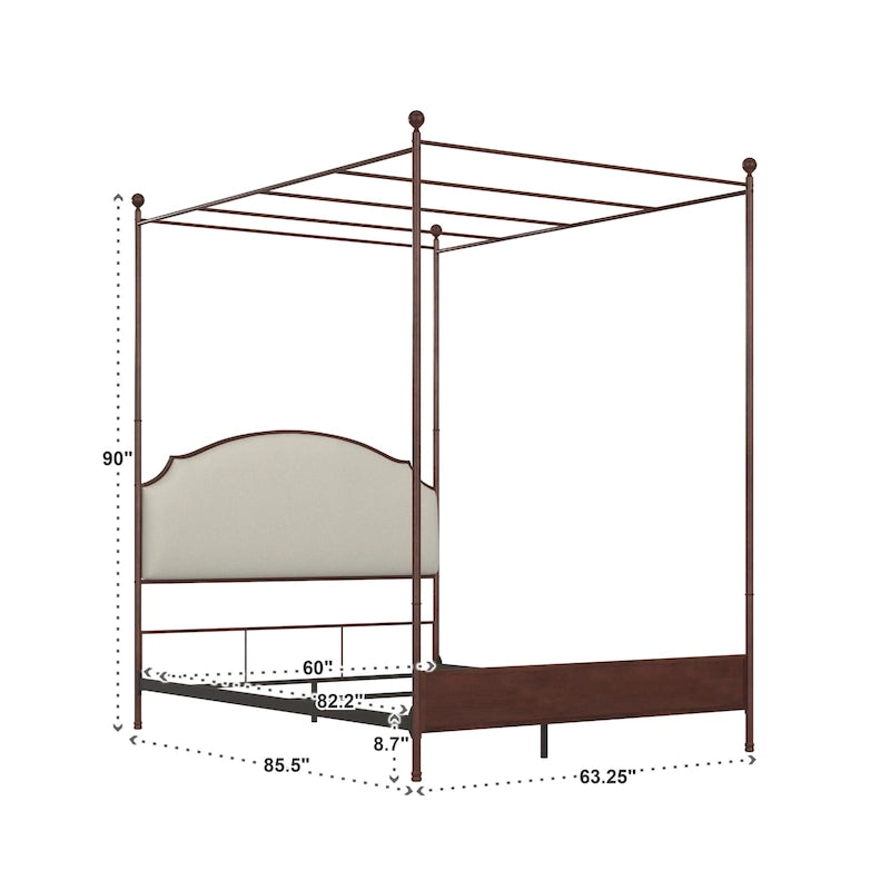 Andover Cream Linen Canopy Poster Bed by iNSPIRE Q Classic