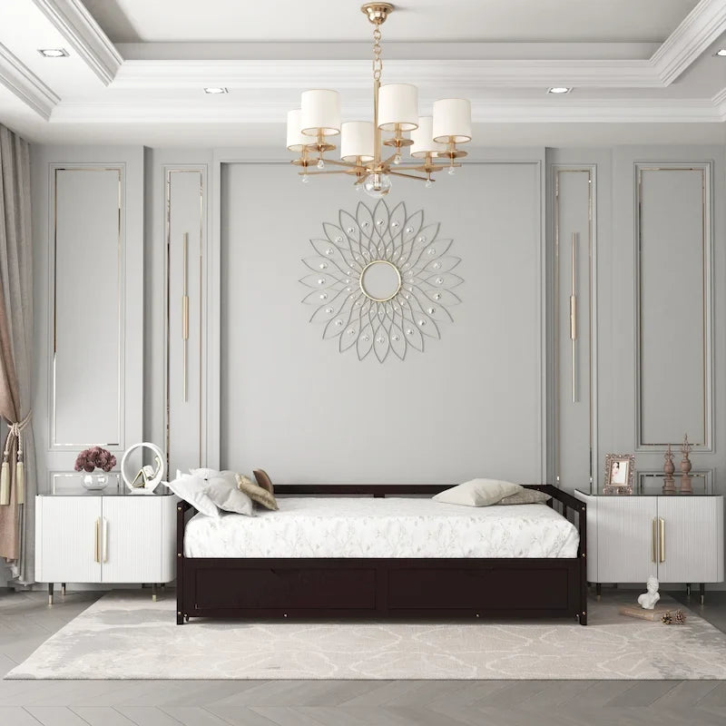 Extendable Bed Daybed with Two Drawers