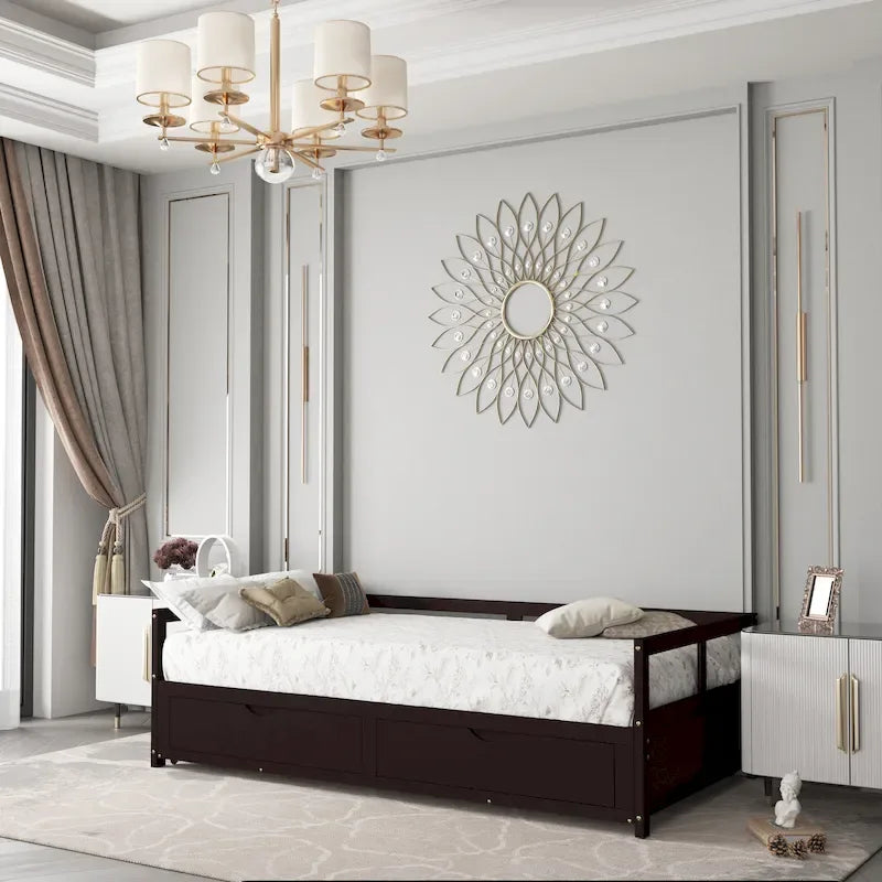 Extendable Bed Daybed with Two Drawers