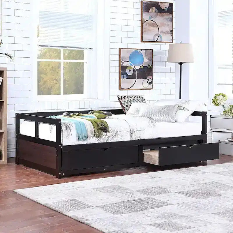 Extendable Bed Daybed with Two Drawers