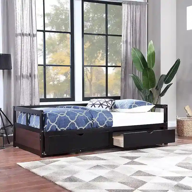 Extendable Bed Daybed with Two Drawers