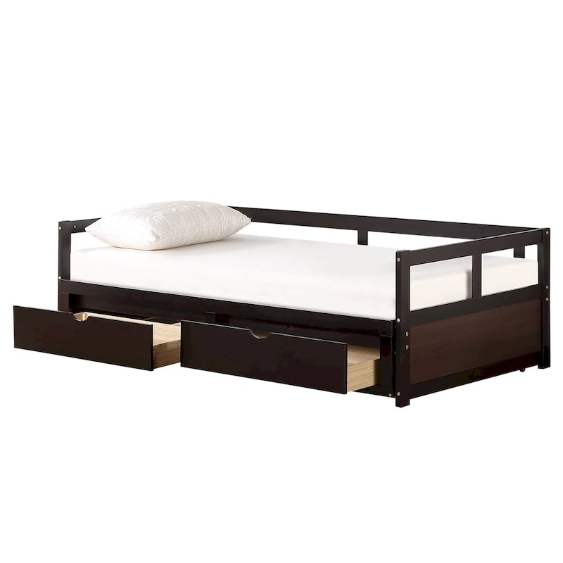 Extendable Bed Daybed with Two Drawers