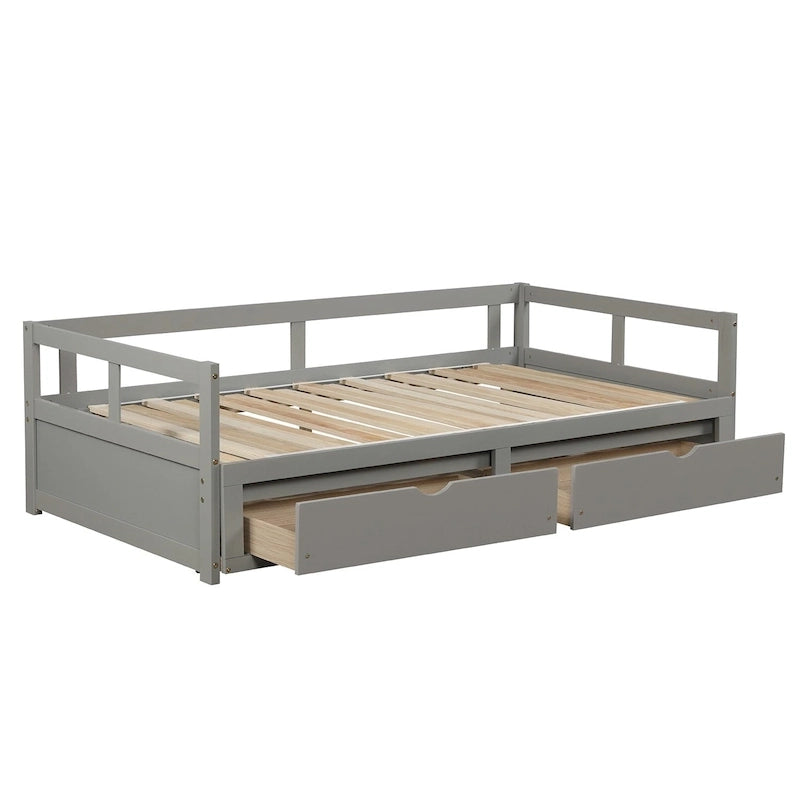 Extendable Bed Daybed with Two Drawers
