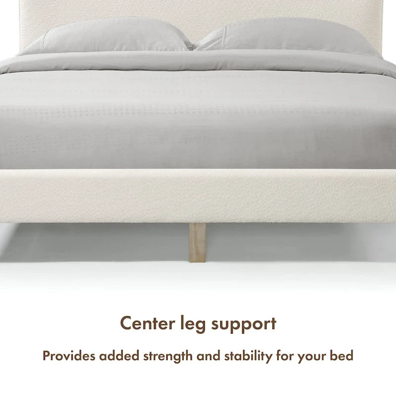 Furniture of America Gail Modern White Boucle Adjustable Queen-Size Platform Bed