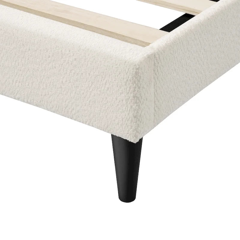 Furniture of America Gail Modern White Boucle Adjustable Queen-Size Platform Bed