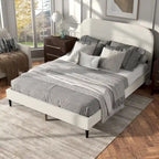 Furniture of America Gail Modern White Boucle Adjustable Queen-Size Platform Bed