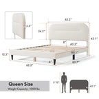 Furniture of America Gail Modern White Boucle Adjustable Queen-Size Platform Bed