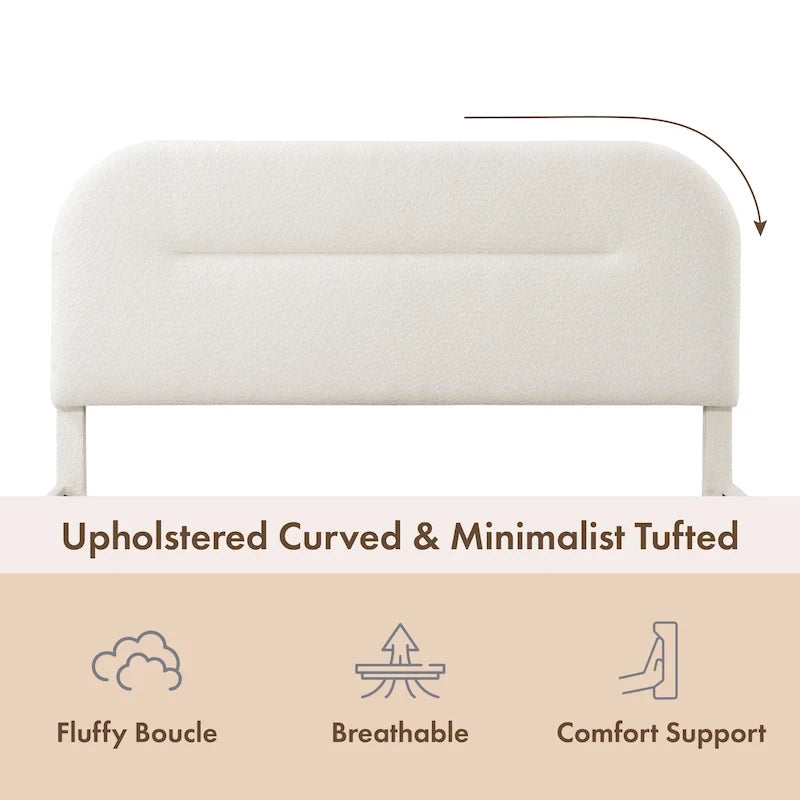 Furniture of America Gail Modern White Boucle Adjustable Queen-Size Platform Bed