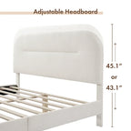 Furniture of America Gail Modern White Boucle Adjustable Queen-Size Platform Bed