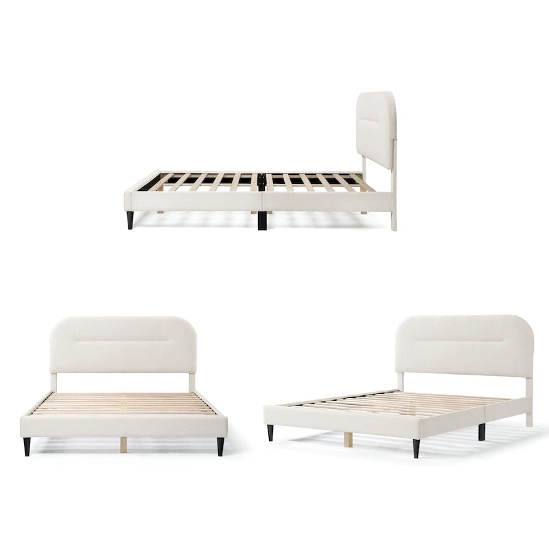 Furniture of America Gail Modern White Boucle Adjustable Queen-Size Platform Bed