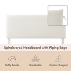 Furniture of America Gail Modern White Boucle Adjustable Queen-Size Platform Bed