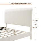Furniture of America Gail Modern White Boucle Adjustable Queen-Size Platform Bed
