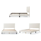 Furniture of America Gail Modern White Boucle Adjustable Queen-Size Platform Bed