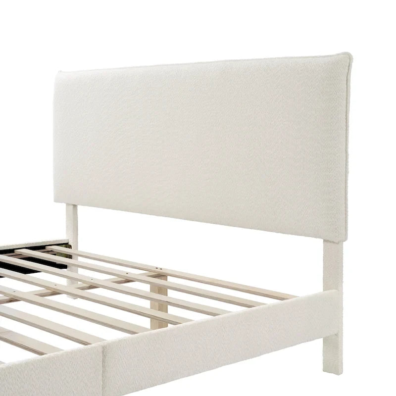 Furniture of America Gail Modern White Boucle Adjustable Queen-Size Platform Bed