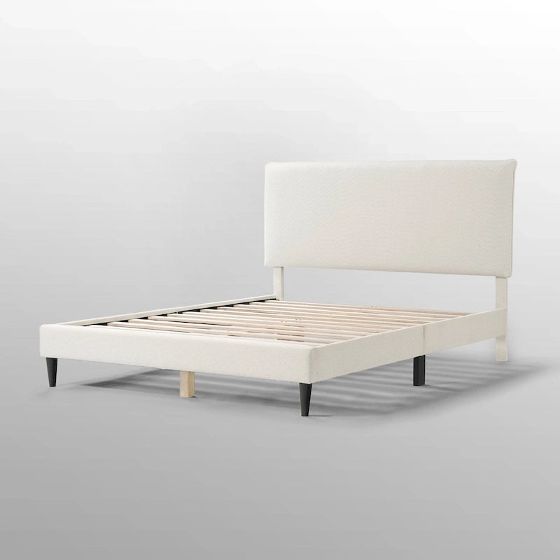 Furniture of America Gail Modern White Boucle Adjustable Queen-Size Platform Bed