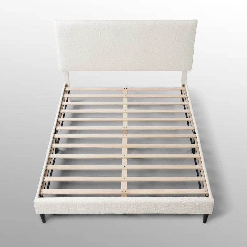 Furniture of America Gail Modern White Boucle Adjustable Queen-Size Platform Bed