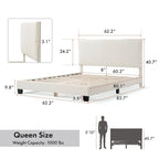 Furniture of America Gail Modern White Boucle Adjustable Queen-Size Platform Bed