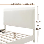 Furniture of America Gail Modern White Boucle Adjustable Queen-Size Platform Bed