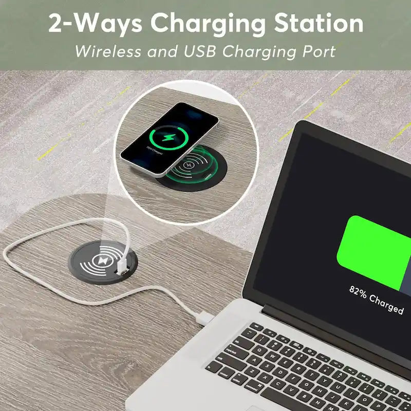 Height Adjustable Portable Desk with Charging Station, Sofa Couch Bedside Laptop Table