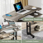 Height Adjustable Portable Desk with Charging Station, Sofa Couch Bedside Laptop Table