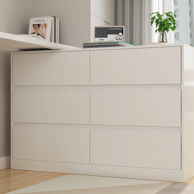 32.7H Rotating Dresser and Desk 6 Drawer Dresser Makeup Vanity White/Black