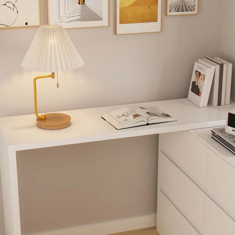 32.7H Rotating Dresser and Desk 6 Drawer Dresser Makeup Vanity White/Black