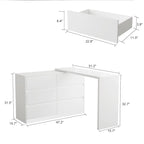 32.7H Rotating Dresser and Desk 6 Drawer Dresser Makeup Vanity White/Black