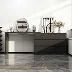 32.7H Rotating Dresser and Desk 6 Drawer Dresser Makeup Vanity White/Black