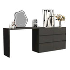 32.7H Rotating Dresser and Desk 6 Drawer Dresser Makeup Vanity White/Black