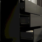 32.7H Rotating Dresser and Desk 6 Drawer Dresser Makeup Vanity White/Black