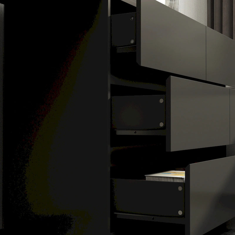 32.7H Rotating Dresser and Desk 6 Drawer Dresser Makeup Vanity White/Black