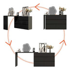 32.7H Rotating Dresser and Desk 6 Drawer Dresser Makeup Vanity White/Black