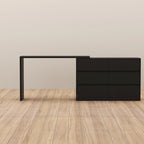 32.7H Rotating Dresser and Desk 6 Drawer Dresser Makeup Vanity White/Black