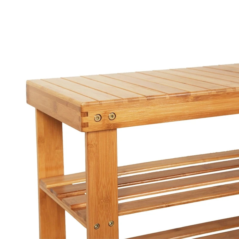 Bamboo 3-tier Shoe Rack Bench